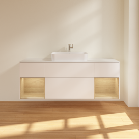 Тумба под раковину Villeroy & Boch Finion 160х50,1 см с подсветкой МДФ белый матовый лак/стекло белое матовое G451PCMT