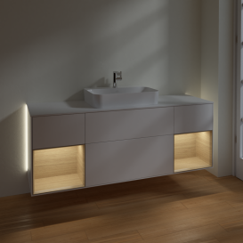 Тумба под раковину Villeroy & Boch Finion 160х50,1 см с подсветкой МДФ белый матовый лак/стекло белое матовое G451PCMT