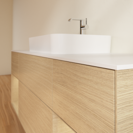 Тумба под раковину Villeroy & Boch Finion 160х50,1 см с подсветкой МДФ шпон дуба/стекло белое матовое G451PCPC