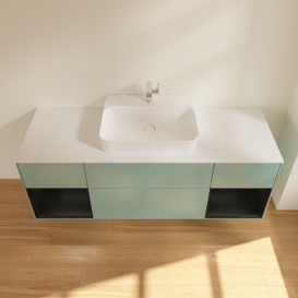 Тумба под раковину Villeroy & Boch Finion 160х50,1 см с подсветкой МДФ оливковый матовый лак/стекло белое матовое G451PDGM