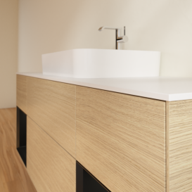 Тумба под раковину Villeroy & Boch Finion 160х50,1 см с подсветкой МДФ шпон дуба/стекло белое матовое G451PDPC