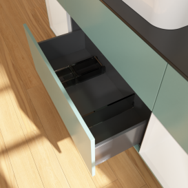 Тумба под раковину Villeroy & Boch Finion 160х50,1 см с подсветкой МДФ оливковый матовый лак/стекло черное матовое G452GFGM