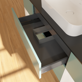 Тумба под раковину Villeroy & Boch Finion 160х50,1 см с подсветкой МДФ оливковый матовый лак/стекло черное матовое G452GFGM