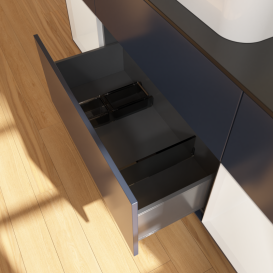 Тумба под раковину Villeroy & Boch Finion 160х50,1 см с подсветкой МДФ темно-синий матовый лак/стекло черное матовое G452GFHG