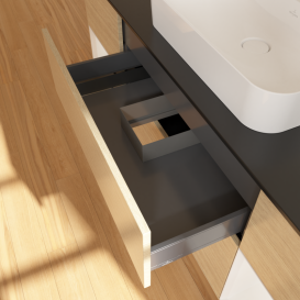 Тумба под раковину Villeroy & Boch Finion 160х50,1 см с подсветкой МДФ шпон дуба/стекло черное матовое G452GFPC