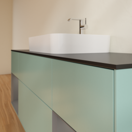 Тумба под раковину Villeroy & Boch Finion 160х50,1 см с подсветкой МДФ оливковый матовый лак/стекло черное матовое G452GKGM