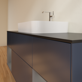 Тумба под раковину Villeroy & Boch Finion 160х50,1 см с подсветкой МДФ темно-синий матовый лак/стекло черное матовое G452GKHG