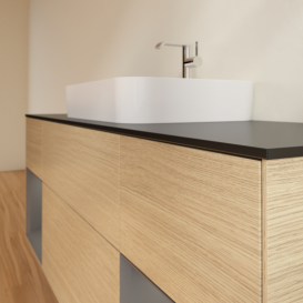 Тумба под раковину Villeroy & Boch Finion 160х50,1 см с подсветкой МДФ шпон дуба/стекло черное матовое G452GKPC