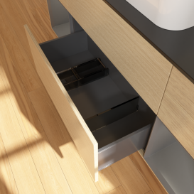 Тумба под раковину Villeroy & Boch Finion 160х50,1 см с подсветкой МДФ шпон дуба/стекло черное матовое G452GKPC