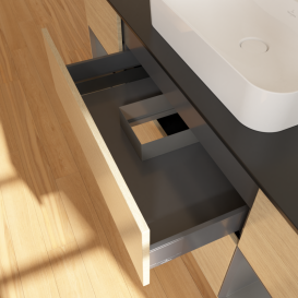 Тумба под раковину Villeroy & Boch Finion 160х50,1 см с подсветкой МДФ шпон дуба/стекло черное матовое G452GKPC