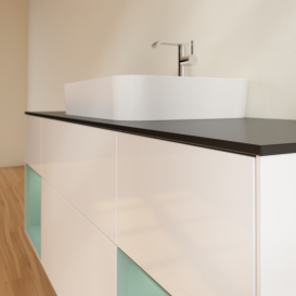 Тумба под раковину Villeroy & Boch Finion 160х50,1 см с подсветкой МДФ глянцевый белый лак/стекло черное матовое G452GMGF