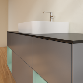 Тумба под раковину Villeroy & Boch Finion 160х50,1 см с подсветкой МДФ антрацит матовый лак/стекло черное матовое G452GMGK