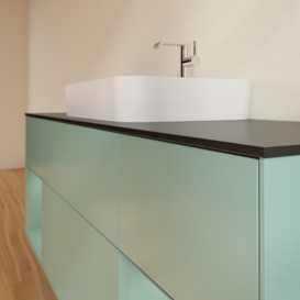 Тумба под раковину Villeroy & Boch Finion 160х50,1 см с подсветкой МДФ оливковый матовый лак/стекло черное матовое G452GMGM