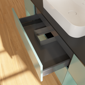 Тумба под раковину Villeroy & Boch Finion 160х50,1 см с подсветкой МДФ оливковый матовый лак/стекло черное матовое G452GMGM