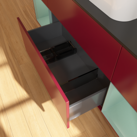 Тумба під раковину Villeroy & Boch Finion 160х50,1 см з підсвічуванням МДФ півонія матовий лак/скло чорне матове G452GMHB