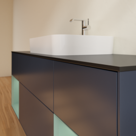Тумба под раковину Villeroy & Boch Finion 160х50,1 см с подсветкой МДФ темно-синий матовый лак/стекло черное матовое G452GMHG