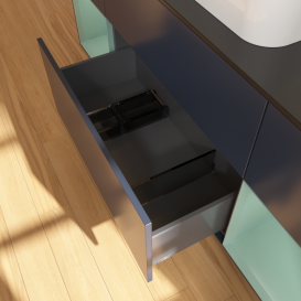 Тумба под раковину Villeroy & Boch Finion 160х50,1 см с подсветкой МДФ темно-синий матовый лак/стекло черное матовое G452GMHG