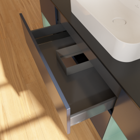 Тумба под раковину Villeroy & Boch Finion 160х50,1 см с подсветкой МДФ темно-синий матовый лак/стекло черное матовое G452GMHG