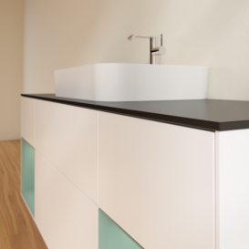 Тумба под раковину Villeroy & Boch Finion 160х50,1 см с подсветкой МДФ белый матовый лак/стекло черное матовое G452GMMT