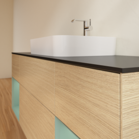 Тумба под раковину Villeroy & Boch Finion 160х50,1 см с подсветкой МДФ шпон дуба/стекло черное матовое G452GMPC