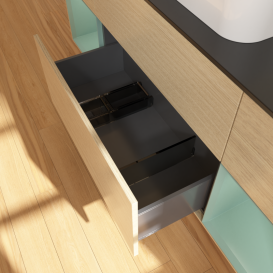 Тумба под раковину Villeroy & Boch Finion 160х50,1 см с подсветкой МДФ шпон дуба/стекло черное матовое G452GMPC