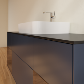 Тумба под раковину Villeroy & Boch Finion 160х50,1 см с подсветкой МДФ темно-синий матовый лак/стекло черное матовое G452GNHG