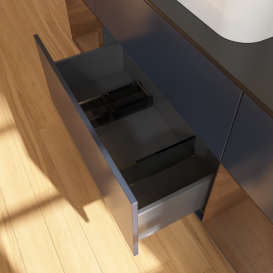 Тумба под раковину Villeroy & Boch Finion 160х50,1 см с подсветкой МДФ темно-синий матовый лак/стекло черное матовое G452GNHG