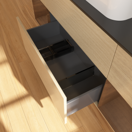 Тумба под раковину Villeroy & Boch Finion 160х50,1 см с подсветкой МДФ шпон дуба/стекло черное матовое G452GNPC