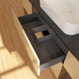 Тумба под раковину Villeroy & Boch Finion 160х50,1 см с подсветкой МДФ шпон дуба/стекло черное матовое G452GNPC