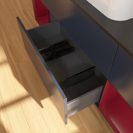 Тумба под раковину Villeroy & Boch Finion 160х50,1 см с подсветкой МДФ темно-синий матовый лак/стекло черное матовое G452HBHG