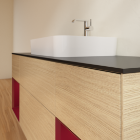 Тумба под раковину Villeroy & Boch Finion 160х50,1 см с подсветкой МДФ шпон дуба/стекло черное матовое G452HBPC