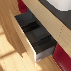 Тумба под раковину Villeroy & Boch Finion 160х50,1 см с подсветкой МДФ шпон дуба/стекло черное матовое G452HBPC