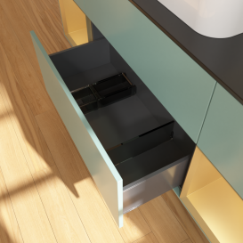 Тумба под раковину Villeroy & Boch Finion 160х50,1 см с подсветкой МДФ оливковый матовый лак/стекло черное матовое G452HFGM