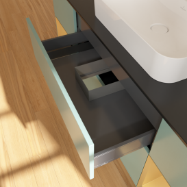 Тумба под раковину Villeroy & Boch Finion 160х50,1 см с подсветкой МДФ оливковый матовый лак/стекло черное матовое G452HFGM