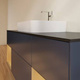Тумба под раковину Villeroy & Boch Finion 160х50,1 см с подсветкой МДФ темно-синий матовый лак/стекло черное матовое G452HFHG