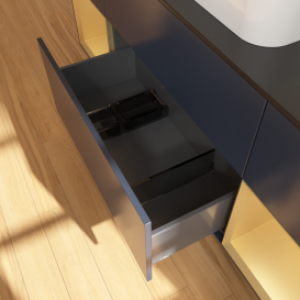 Тумба под раковину Villeroy & Boch Finion 160х50,1 см с подсветкой МДФ темно-синий матовый лак/стекло черное матовое G452HFHG