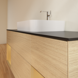 Тумба под раковину Villeroy & Boch Finion 160х50,1 см с подсветкой МДФ шпон дуба/стекло черное матовое G452HFPC