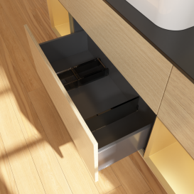 Тумба под раковину Villeroy & Boch Finion 160х50,1 см с подсветкой МДФ шпон дуба/стекло черное матовое G452HFPC