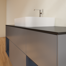 Тумба под раковину Villeroy & Boch Finion 160х50,1 см с подсветкой МДФ антрацит матовый лак/стекло черное матовое G452HGGK