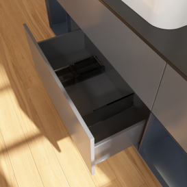 Тумба под раковину Villeroy & Boch Finion 160х50,1 см с подсветкой МДФ антрацит матовый лак/стекло черное матовое G452HGGK