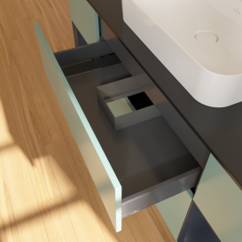 Тумба под раковину Villeroy & Boch Finion 160х50,1 см с подсветкой МДФ оливковый матовый лак/стекло черное матовое G452HGGM