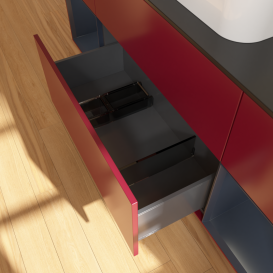 Тумба под раковину Villeroy & Boch Finion 160х50,1 см с подсветкой МДФ пион матовый лак/стекло черное матовое G452HGHB