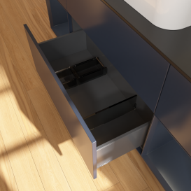 Тумба под раковину Villeroy & Boch Finion 160х50,1 см с подсветкой МДФ темно-синий матовый лак/стекло черное матовое G452HGHG