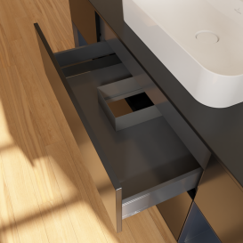 Тумба под раковину Villeroy & Boch Finion 160х50,1 см с подсветкой МДФ черный матовый лак/стекло черное матовое G452HGPD