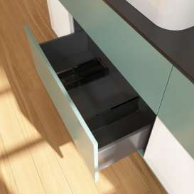 Тумба під раковину Villeroy & Boch Finion 160х50,1 см із підсвічуванням МДФ оливковий матовий лак/скло чорне матове G452MTGM