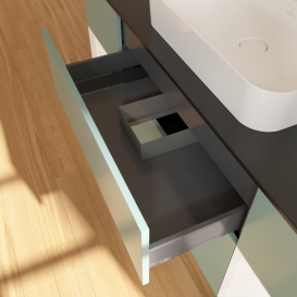 Тумба під раковину Villeroy & Boch Finion 160х50,1 см із підсвічуванням МДФ оливковий матовий лак/скло чорне матове G452MTGM