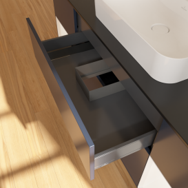 Тумба под раковину Villeroy & Boch Finion 160х50,1 см с подсветкой МДФ темно-синий матовый лак/стекло черное матовое G452MTHG