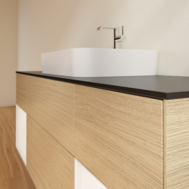 Тумба под раковину Villeroy & Boch Finion 160х50,1 см с подсветкой МДФ шпон дуба/стекло черное матовое G452MTPC