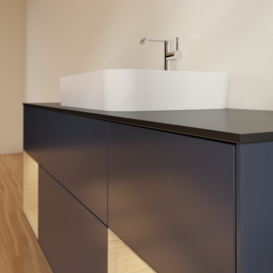 Тумба под раковину Villeroy & Boch Finion 160х50,1 см с подсветкой МДФ темно-синий матовый лак/стекло черное матовое G452PCHG