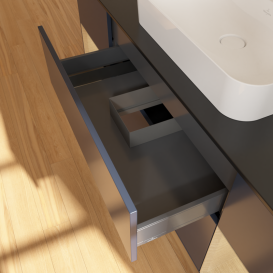 Тумба под раковину Villeroy & Boch Finion 160х50,1 см с подсветкой МДФ темно-синий матовый лак/стекло черное матовое G452PCHG